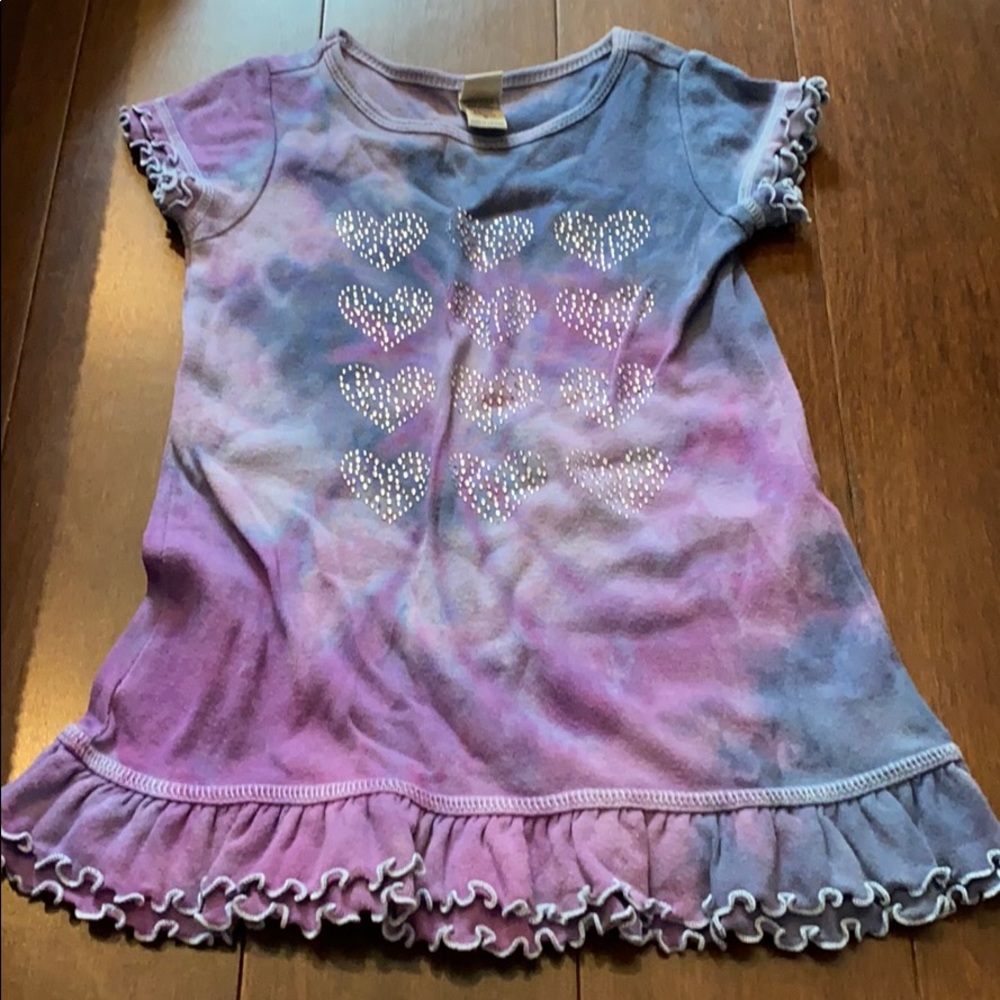 Tie dye rhinestone dress with hearts